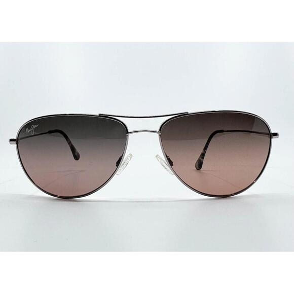 Maui Jim Sea Hhouse MJ 772-16R Polarized Silver Aviator Sunglasses 60-15 5724